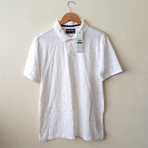 NWT Calvin Klein - Men's Large - White Polo Shirt - 100 % Cotton - Picture 1 of 6